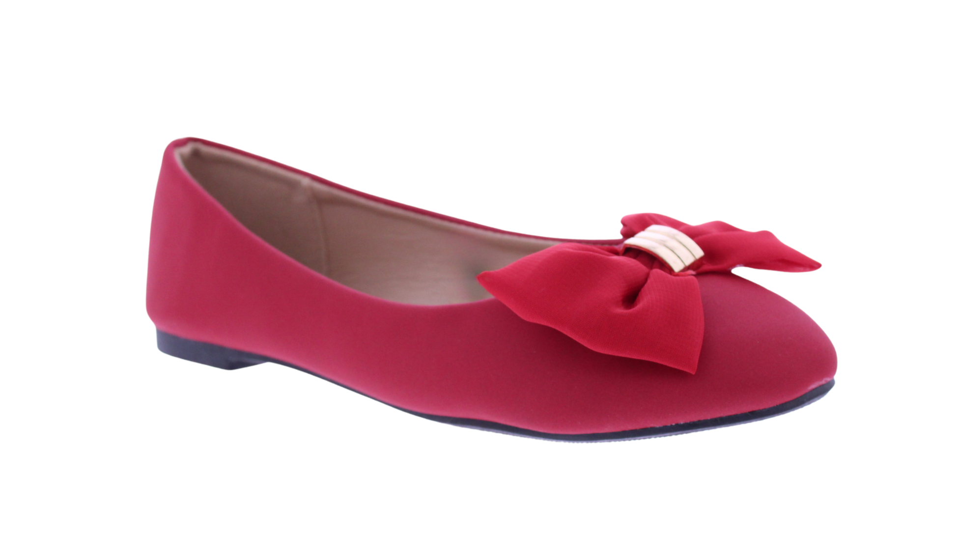 Women Suede Ballerina with Chiffon Bow