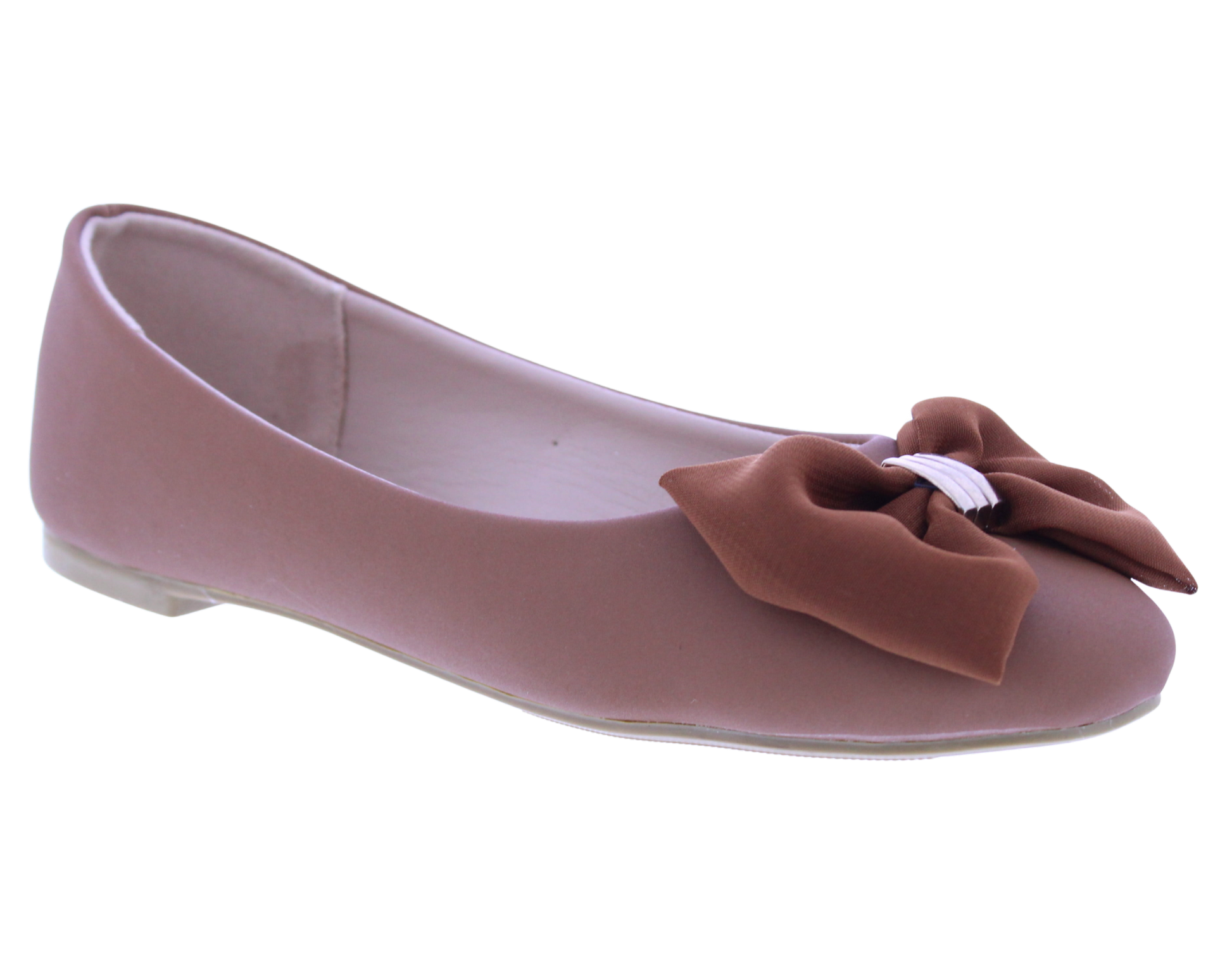 Women Suede Ballerina with Chiffon Bow