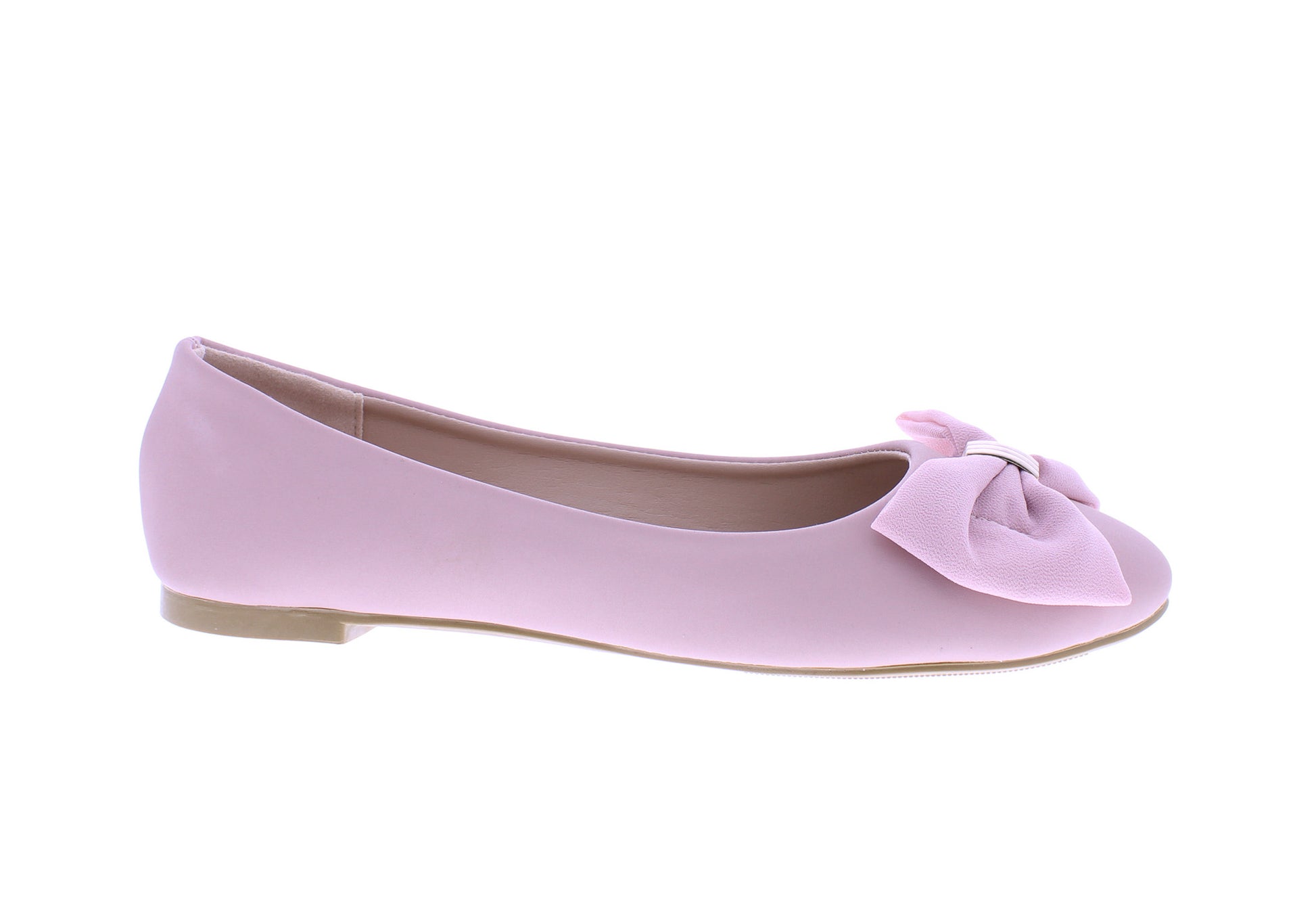 Women Suede Ballerina with Chiffon Bow