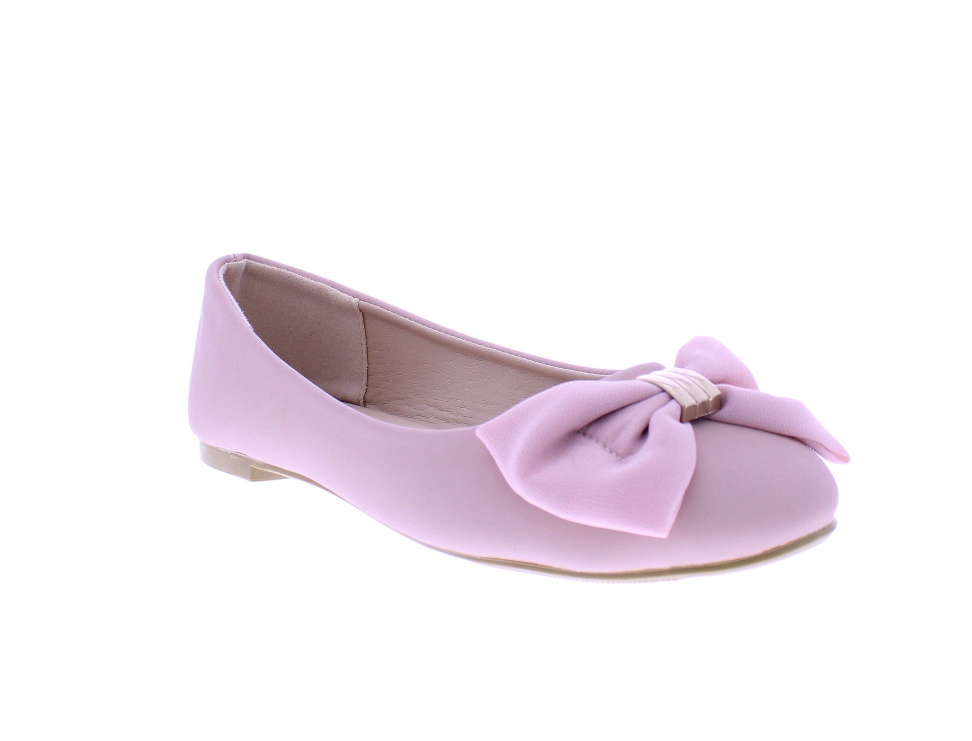 Women Suede Ballerina with Chiffon Bow