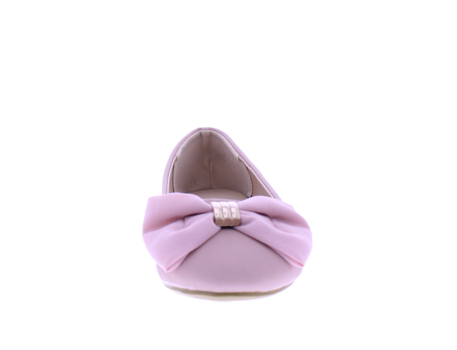 Women Suede Ballerina with Chiffon Bow