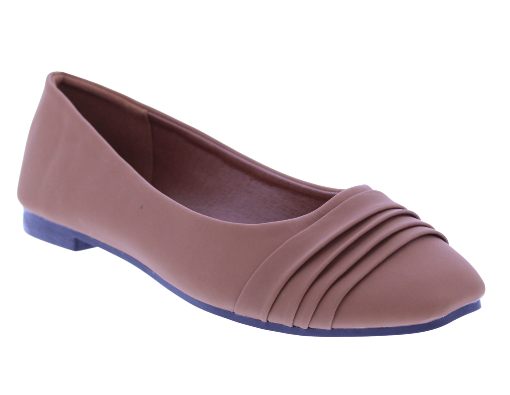 Women Suede Ballerina with Pleats