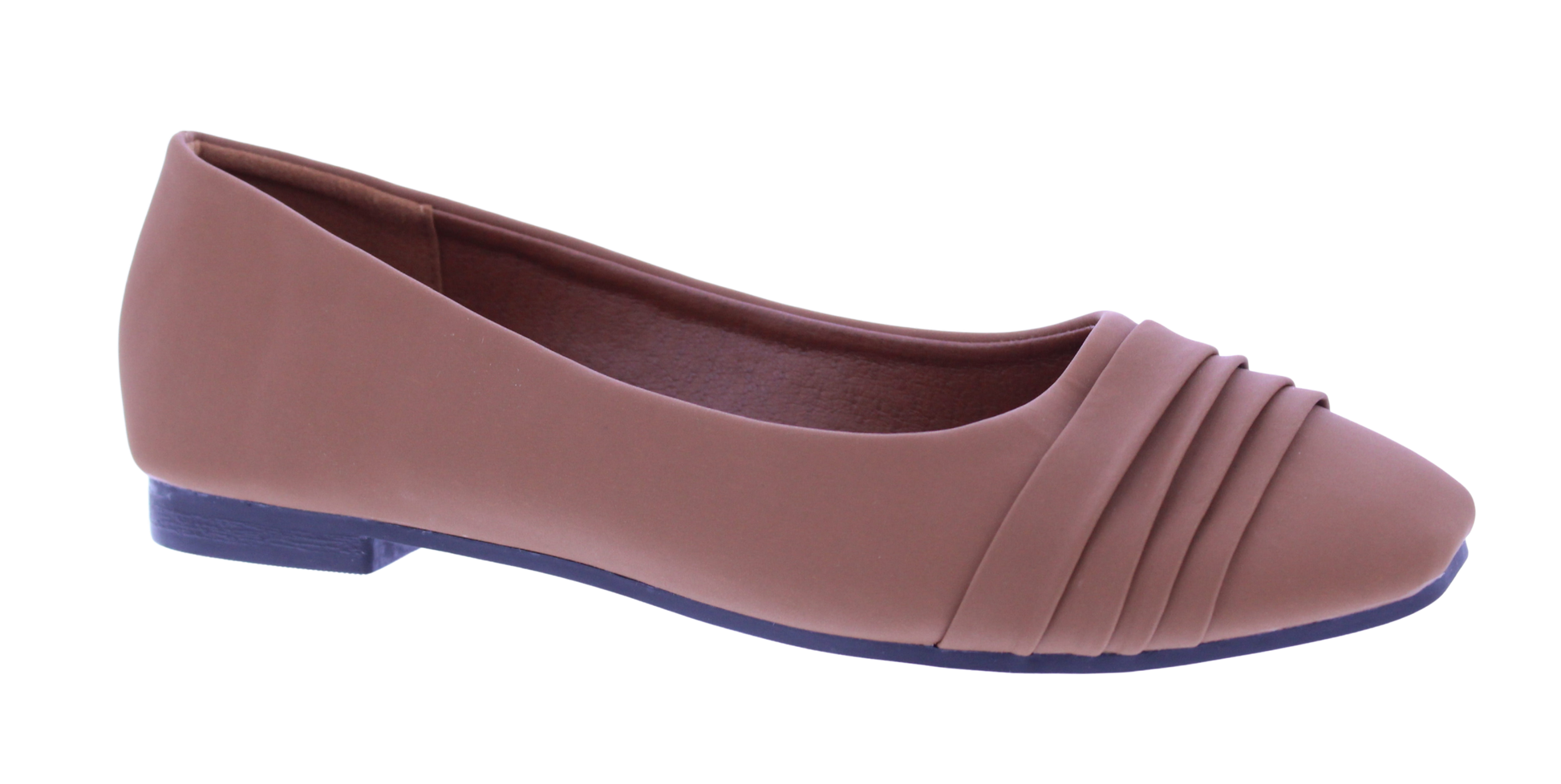 Women Suede Ballerina with Pleats