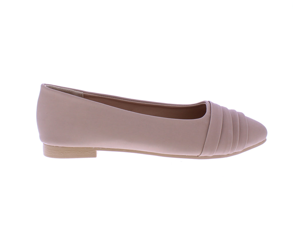 Women Suede Ballerina with Pleats
