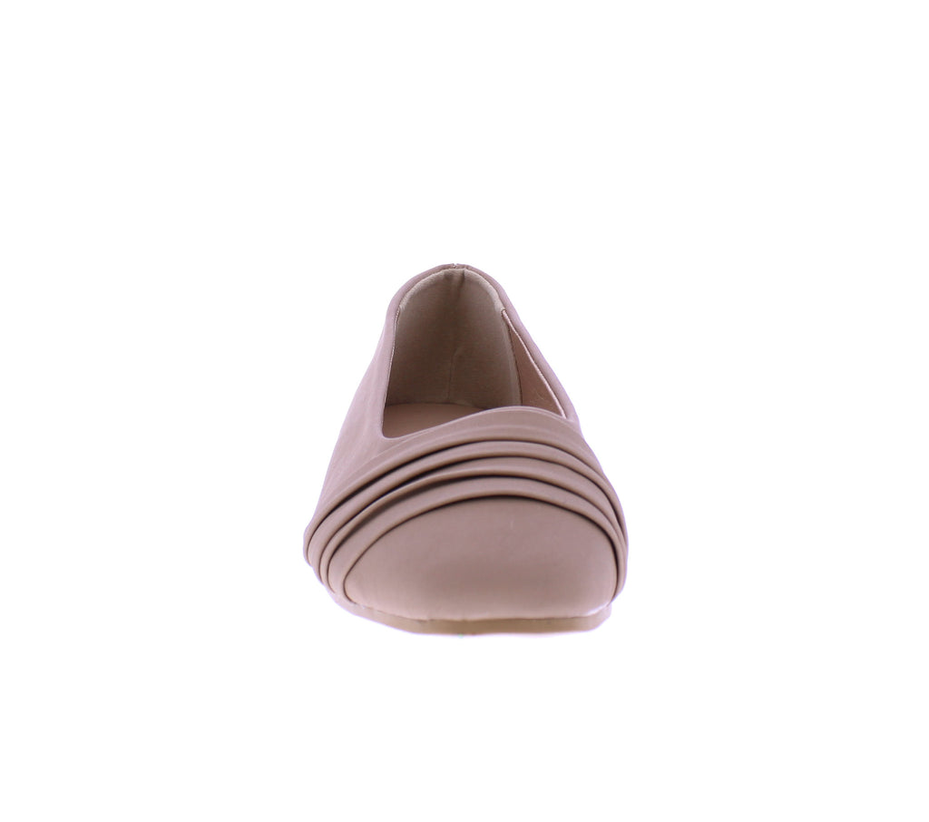 Women Suede Ballerina with Pleats