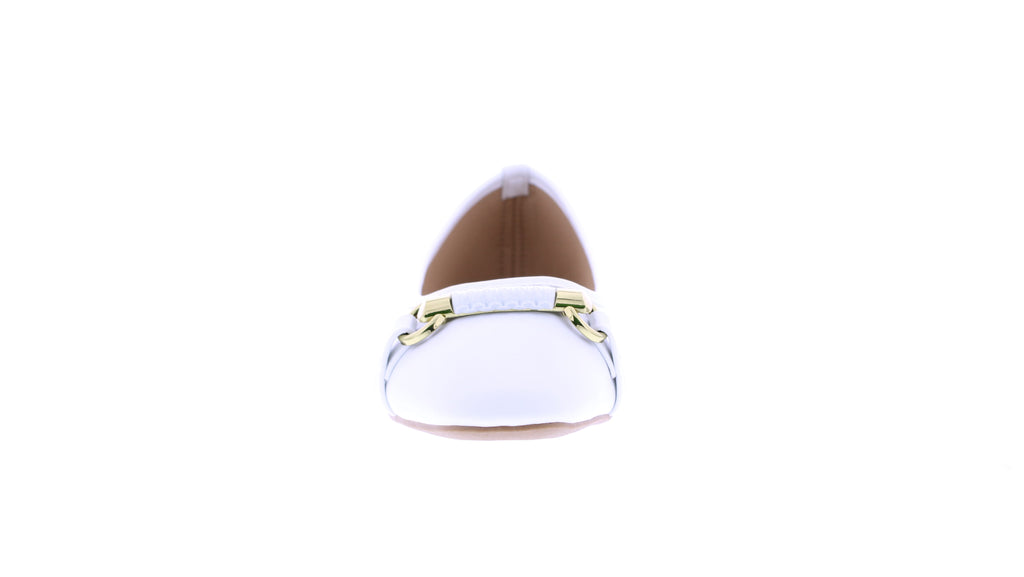 Women Faux Leather Ballerina with Gold Ornament