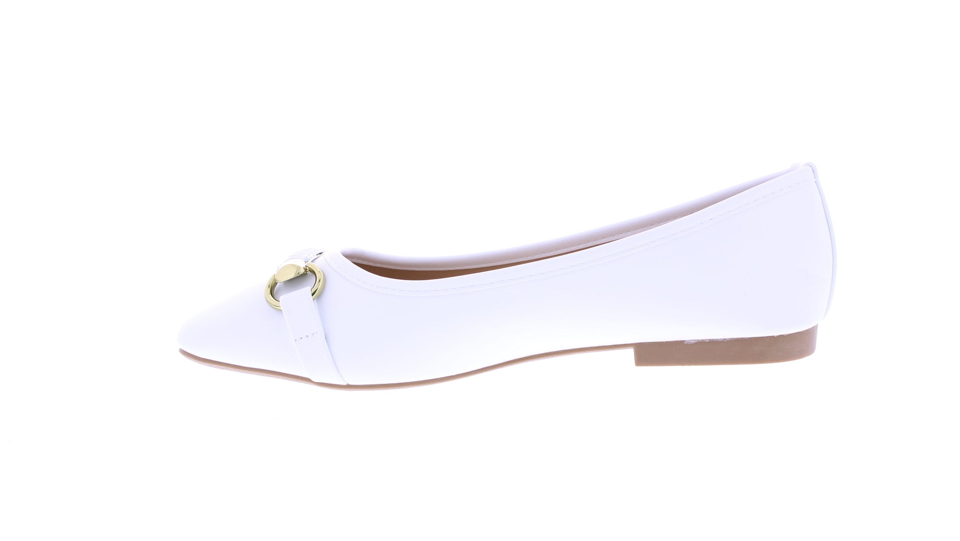 Women Faux Leather Ballerina with Gold Ornament