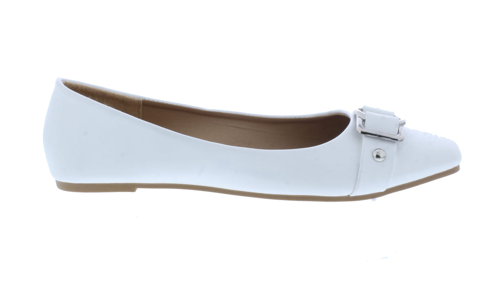 Women Faux Leather Ballerina with Buckle