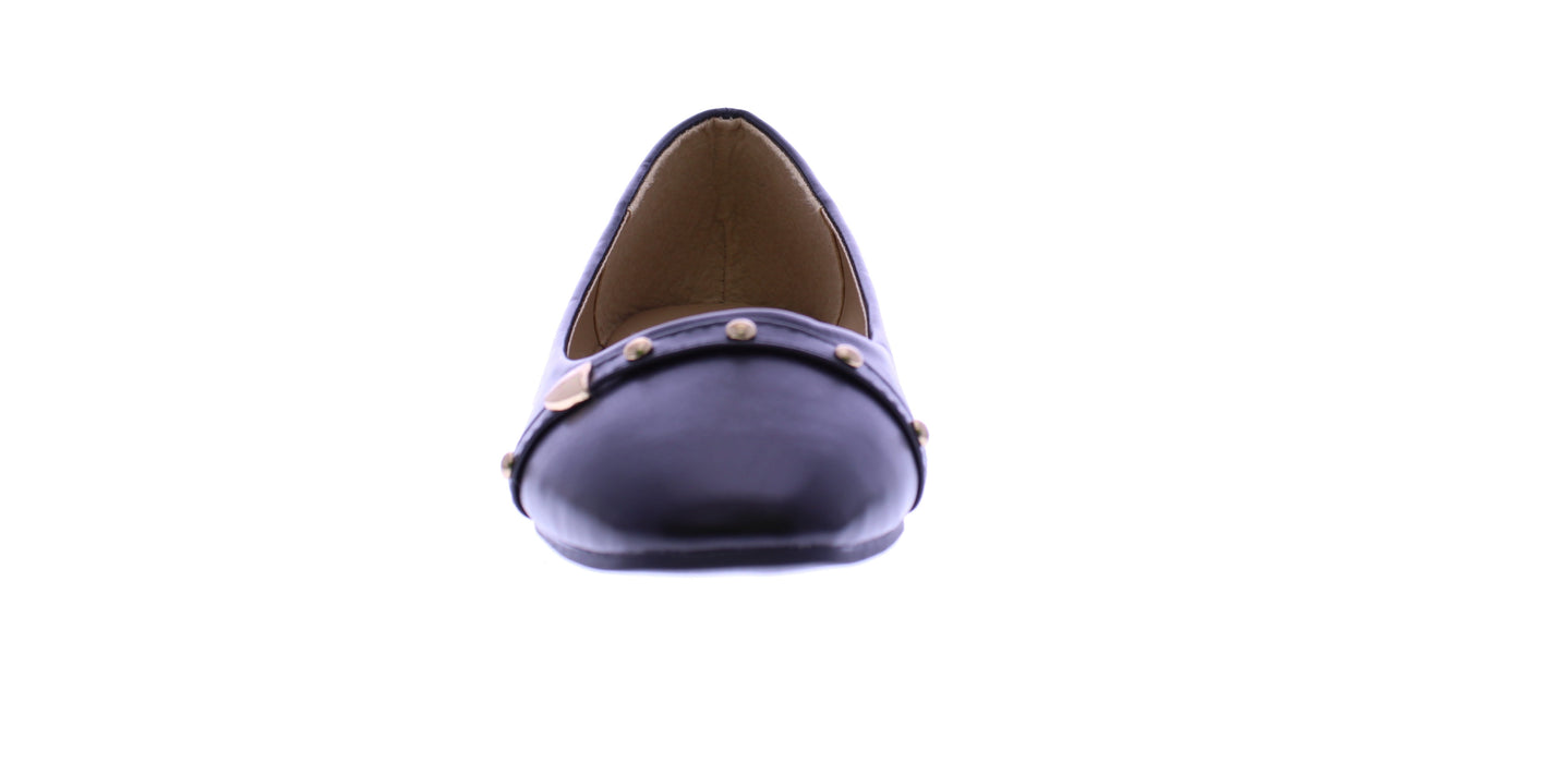 Women Faux Leather Ballerina with Gold Stud Band