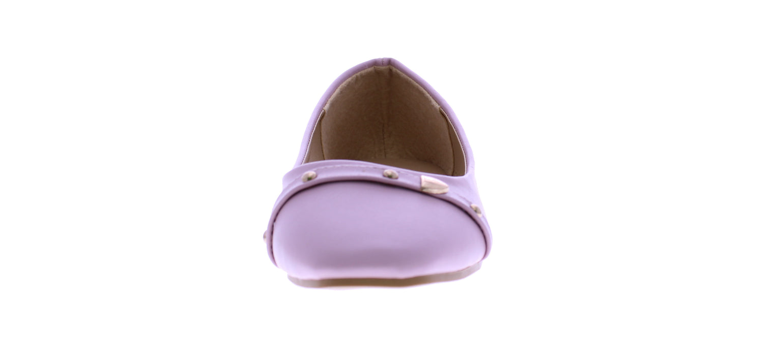 Women Faux Leather Ballerina with Gold Stud Band