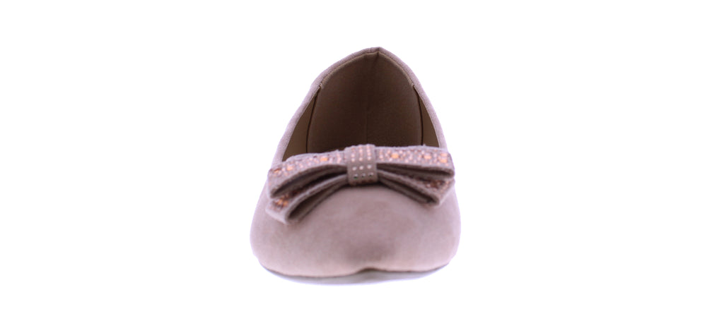 Women Microfiber Ballerina with Rhinestone Bow