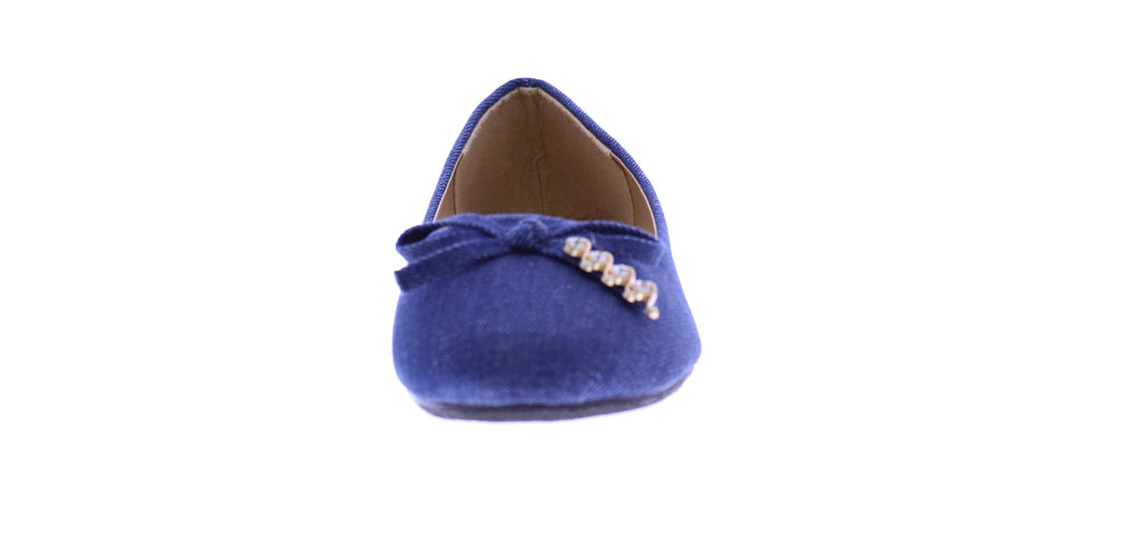 Women Denim Ballerina with Embellished Bow