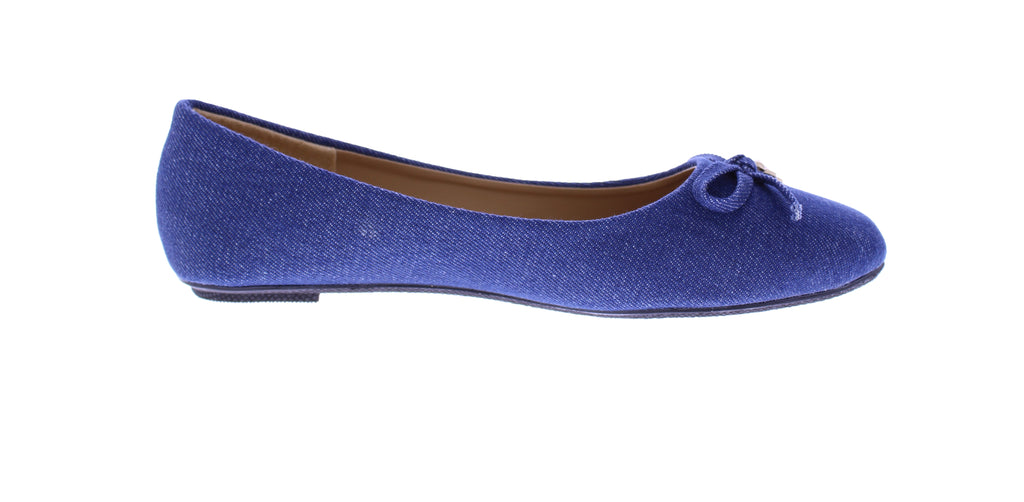Women Denim Ballerina with Embellished Bow