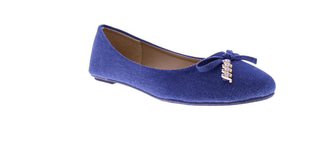 Women Denim Ballerina with Embellished Bow