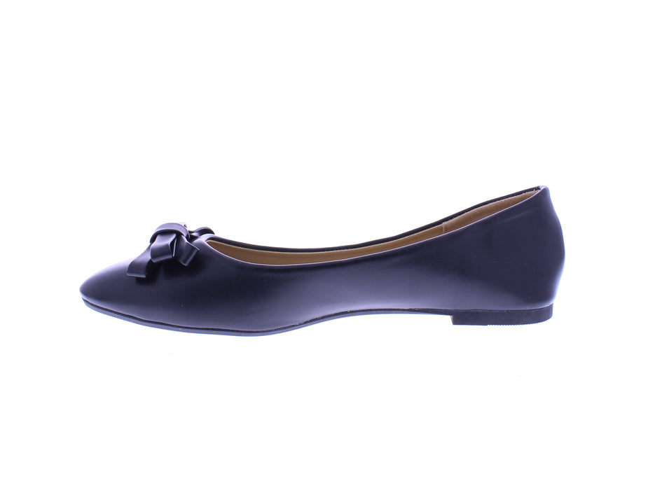 Women Faux Leather Ballerina with Elaborate Bow