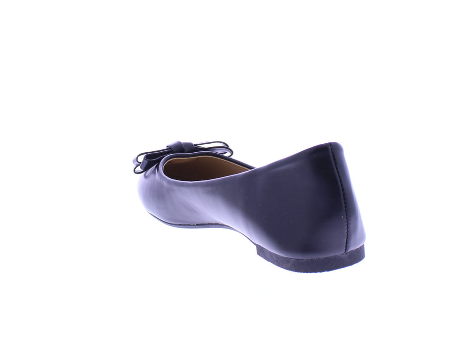 Women Faux Leather Ballerina with Elaborate Bow