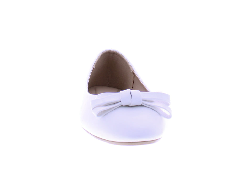Women Faux Leather Ballerina with Elaborate Bow