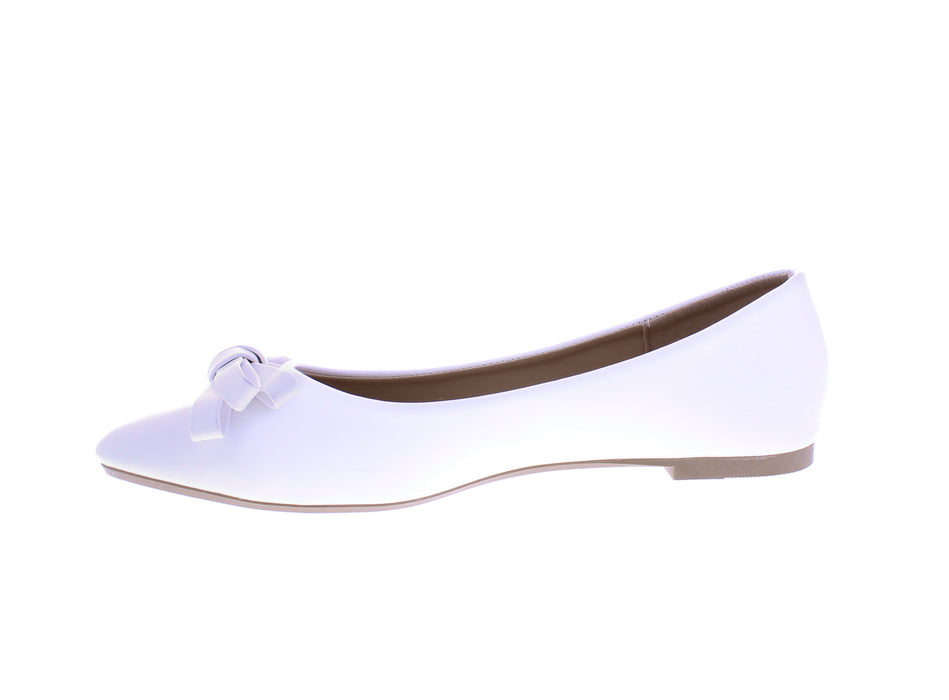 Women Faux Leather Ballerina with Elaborate Bow