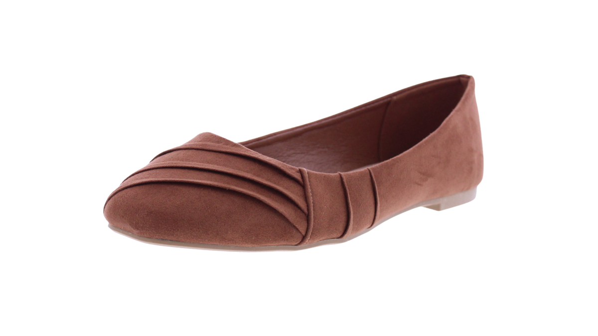 Women Suede Ballerina with Drapping