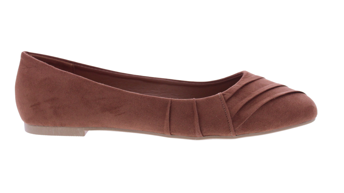 Women Suede Ballerina with Drapping