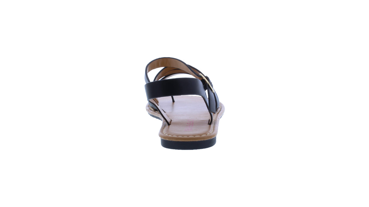 Women Faux Leather Sandal with Buckle Closure