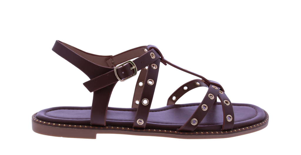 Women T-strap Metal Studs Sandal