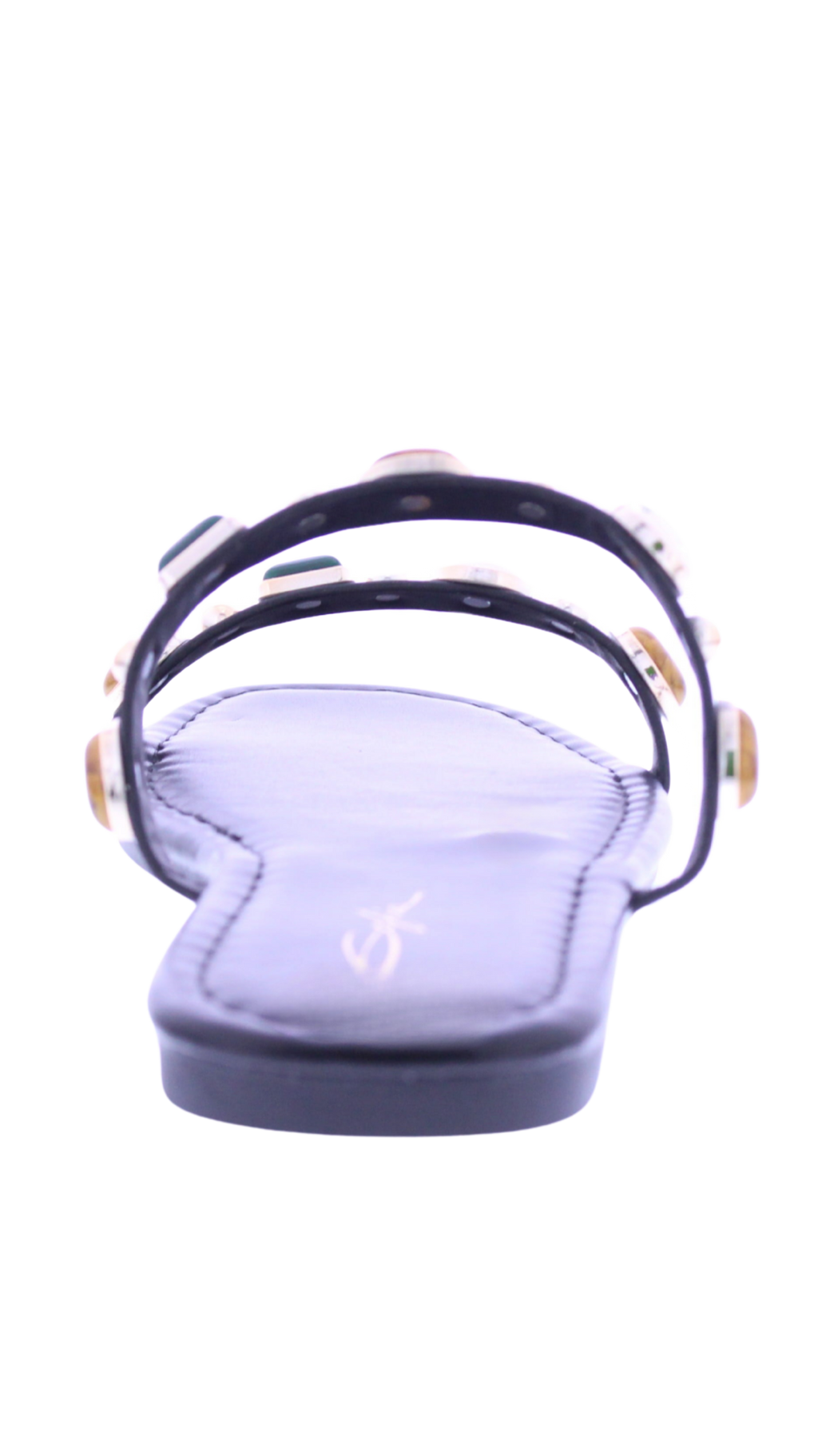 Women's Jeweled Square Toe Flat Slides