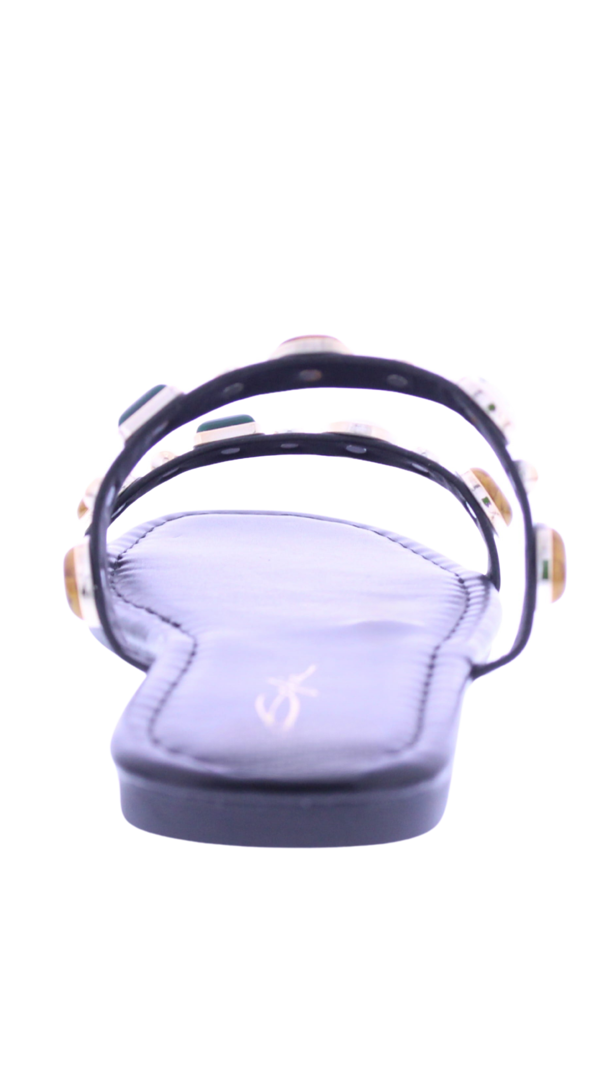 Women's Jeweled Square Toe Flat Slides