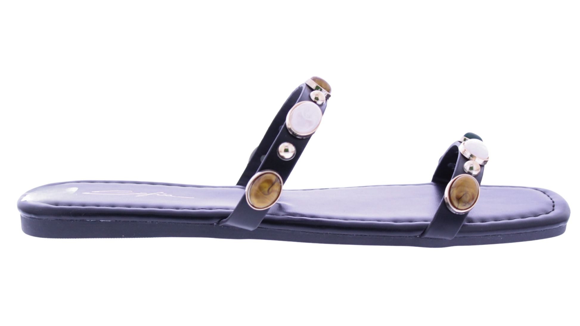 Women's Jeweled Square Toe Flat Slides