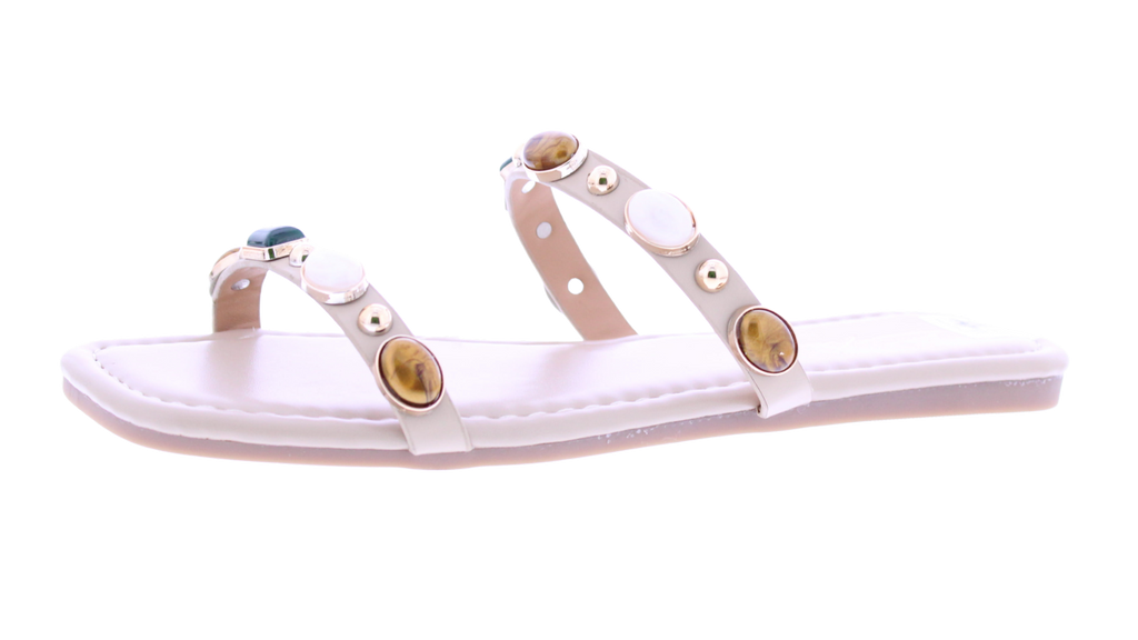 Women's Jeweled Square Toe Flat Slides