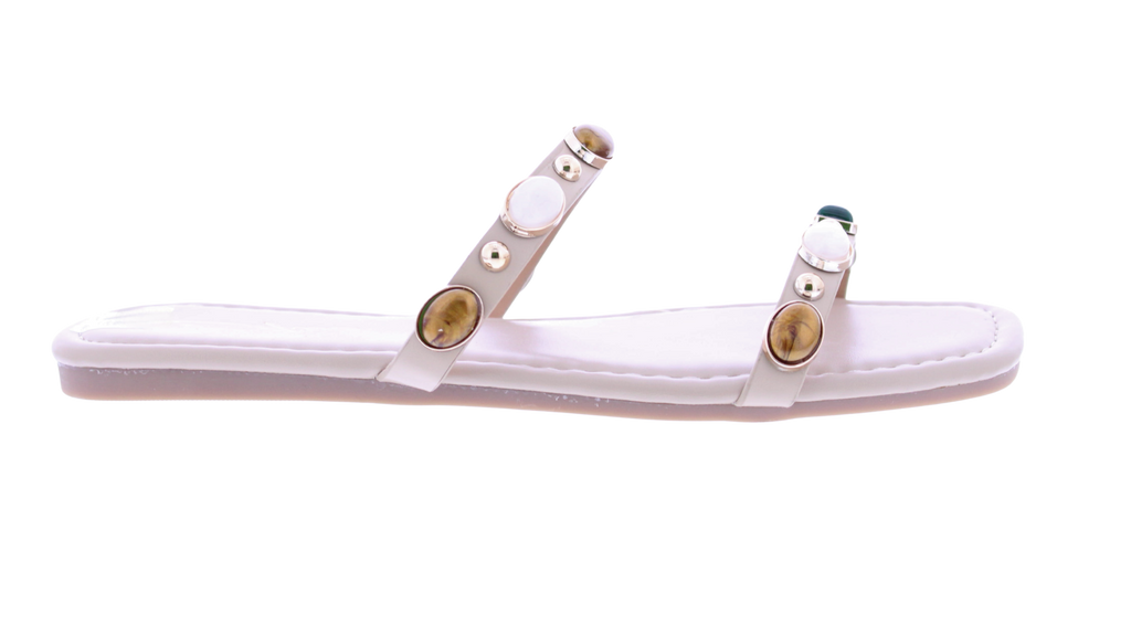 Women's Jeweled Square Toe Flat Slides