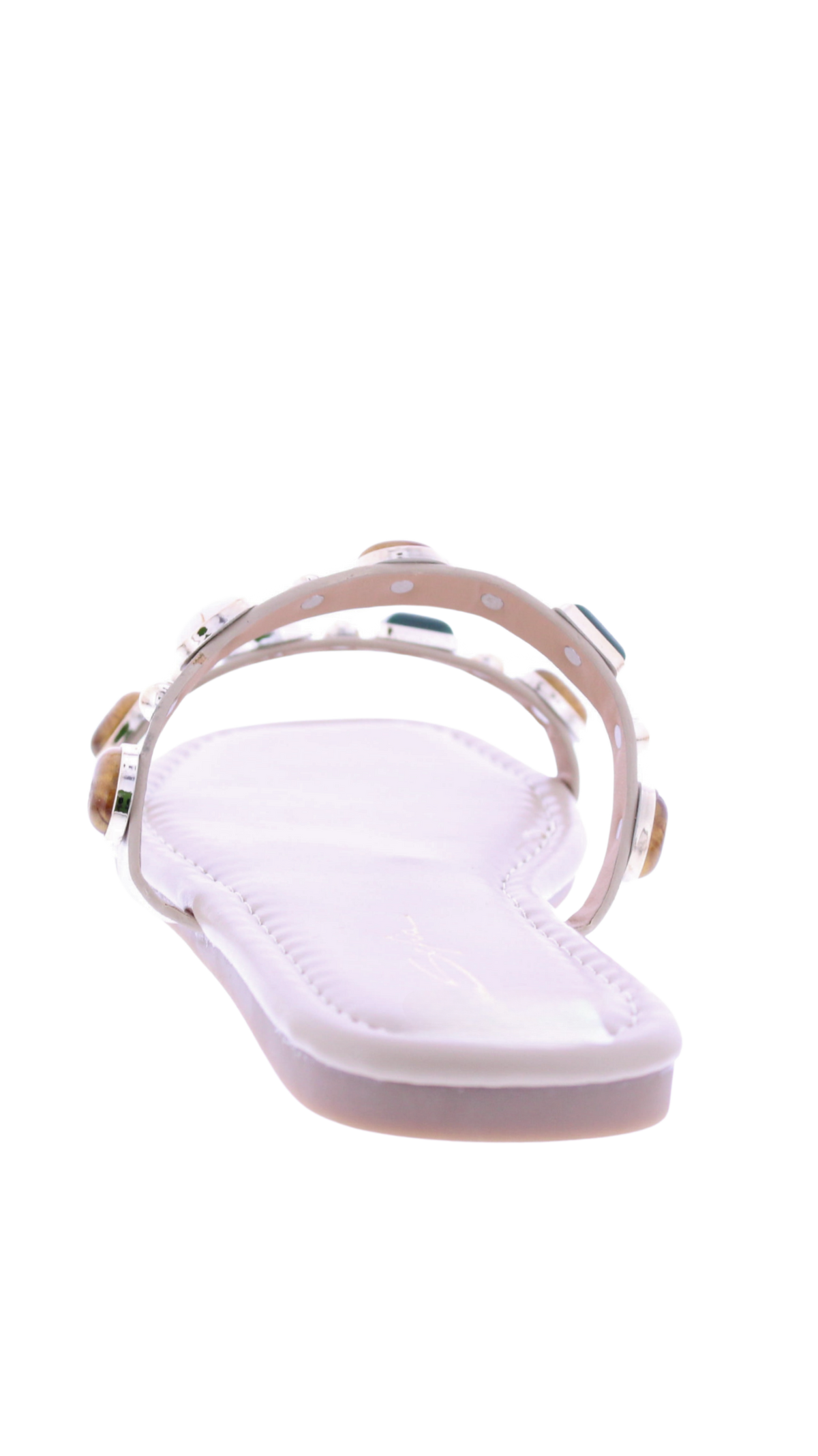 Women's Jeweled Square Toe Flat Slides
