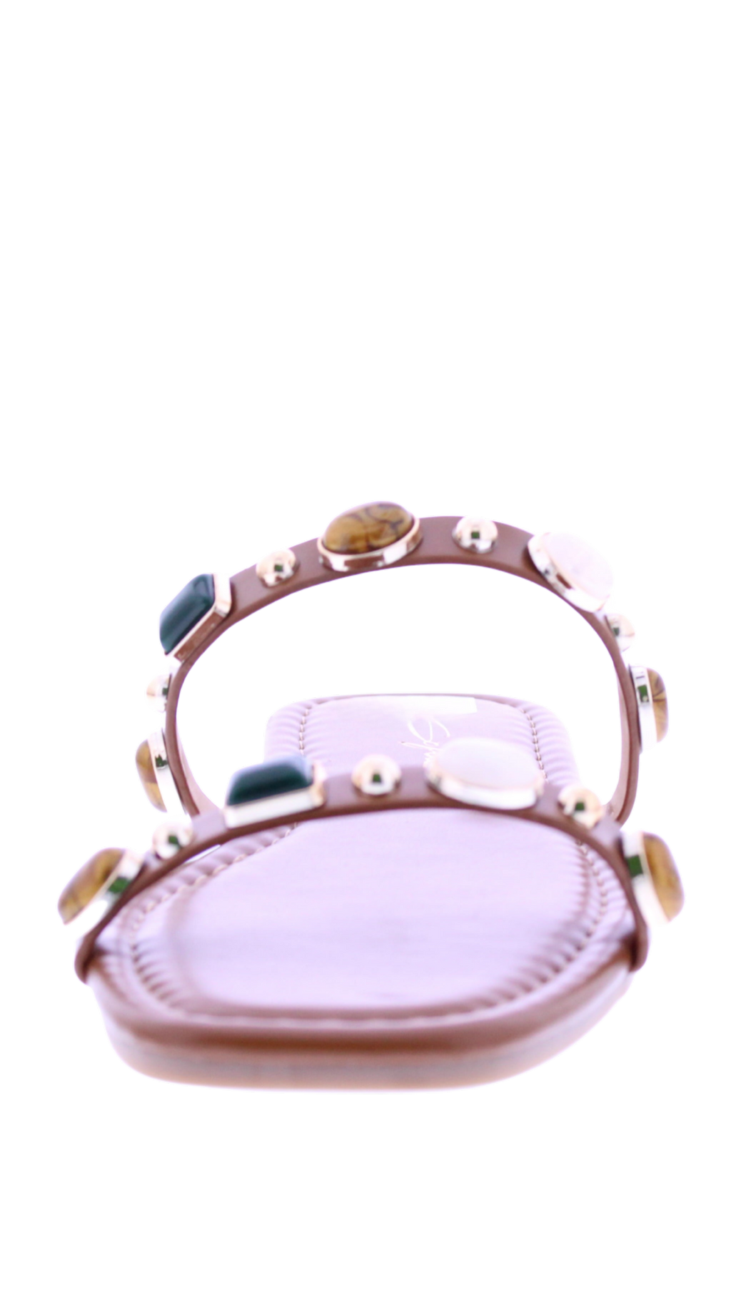 Women's Jeweled Square Toe Flat Slides