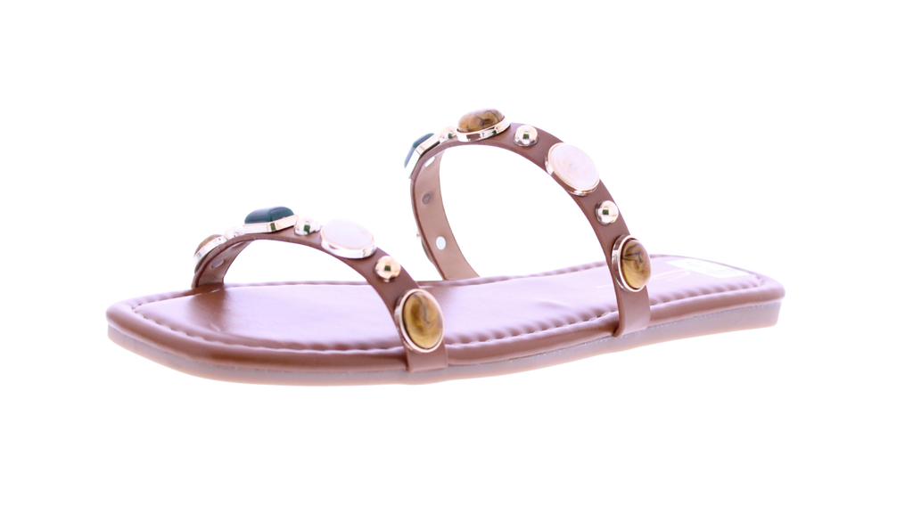 Women's Jeweled Square Toe Flat Slides