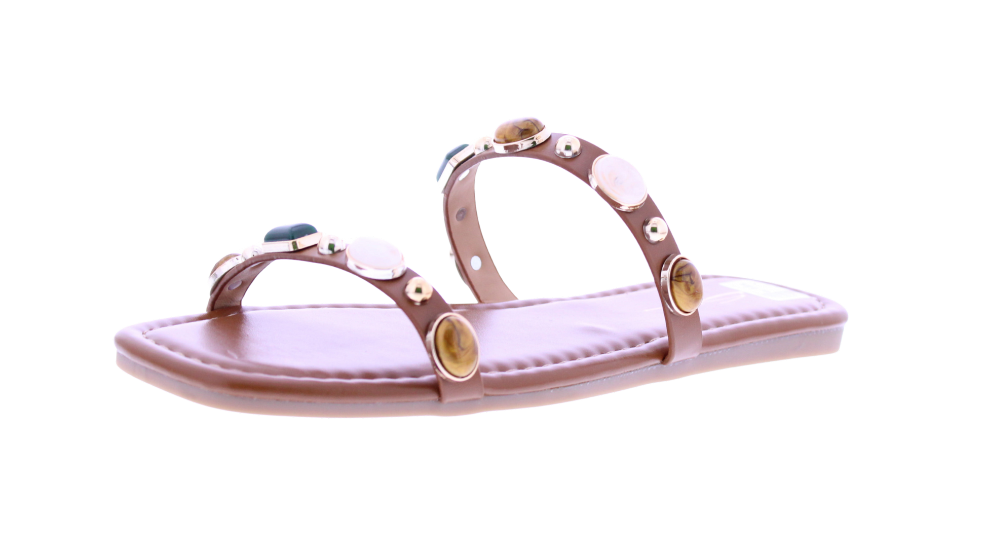 Women's Jeweled Square Toe Flat Slides