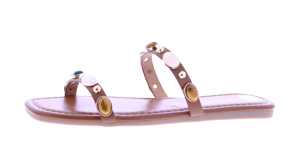 Women's Jeweled Square Toe Flat Slides