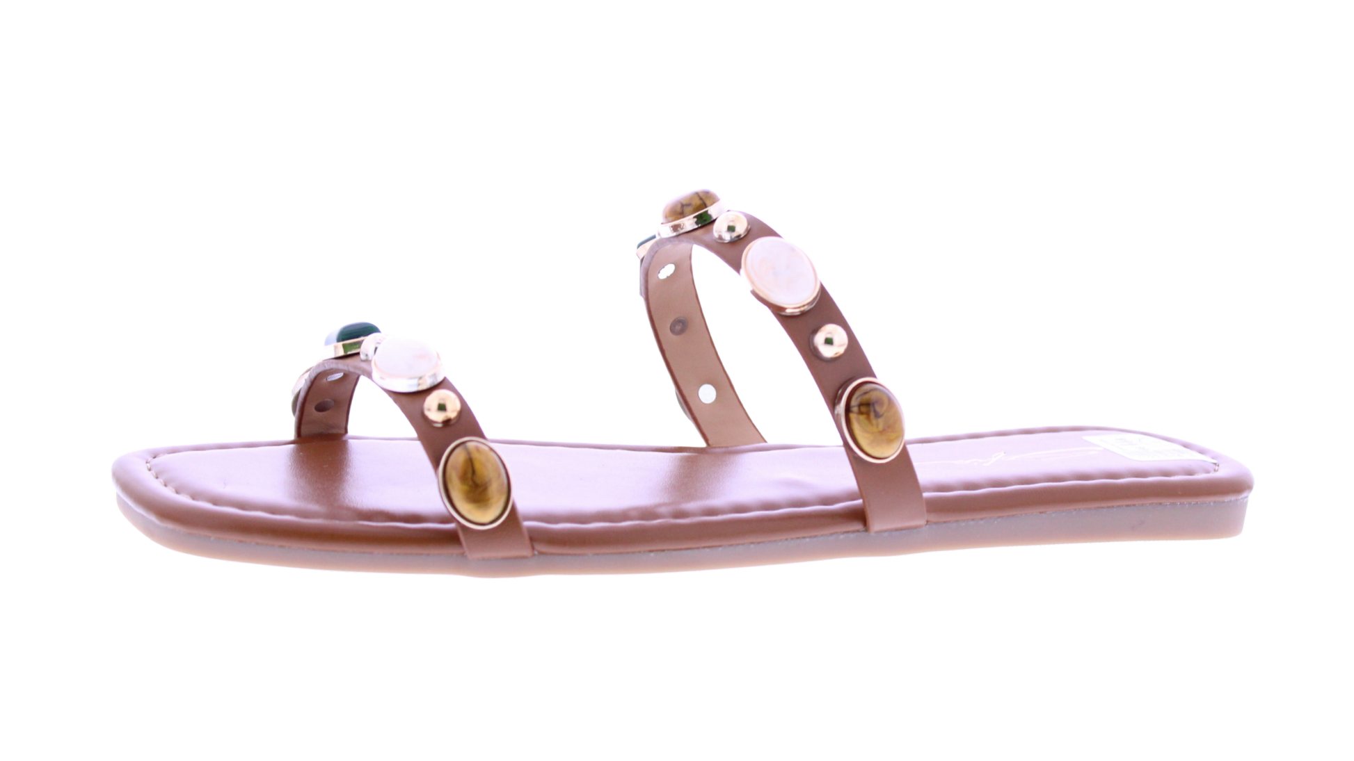 Women's Jeweled Square Toe Flat Slides