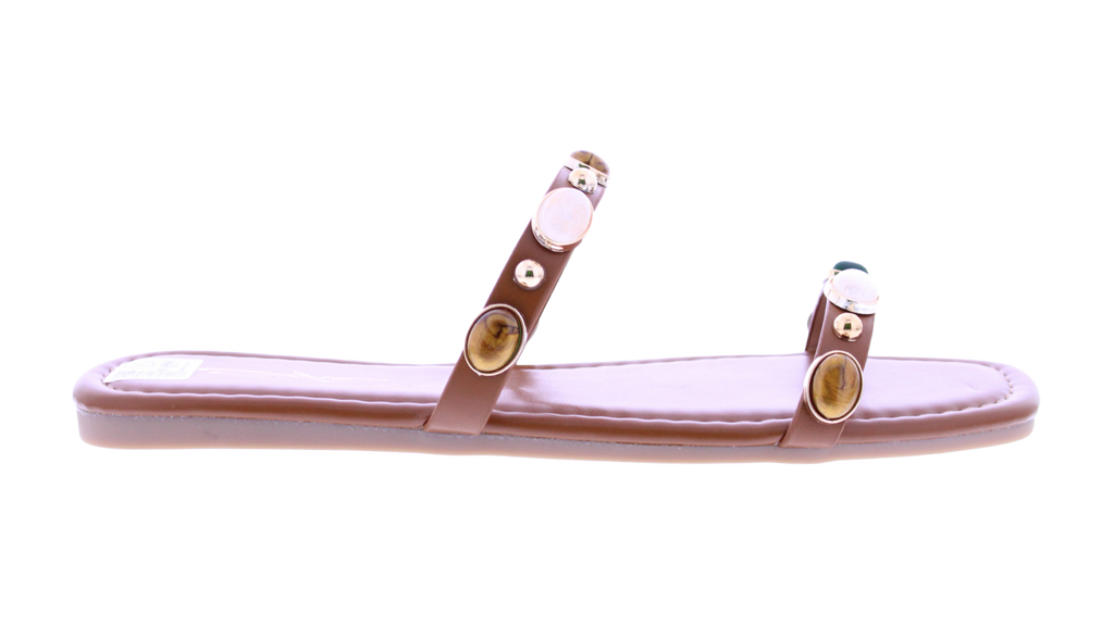 Women's Jeweled Square Toe Flat Slides