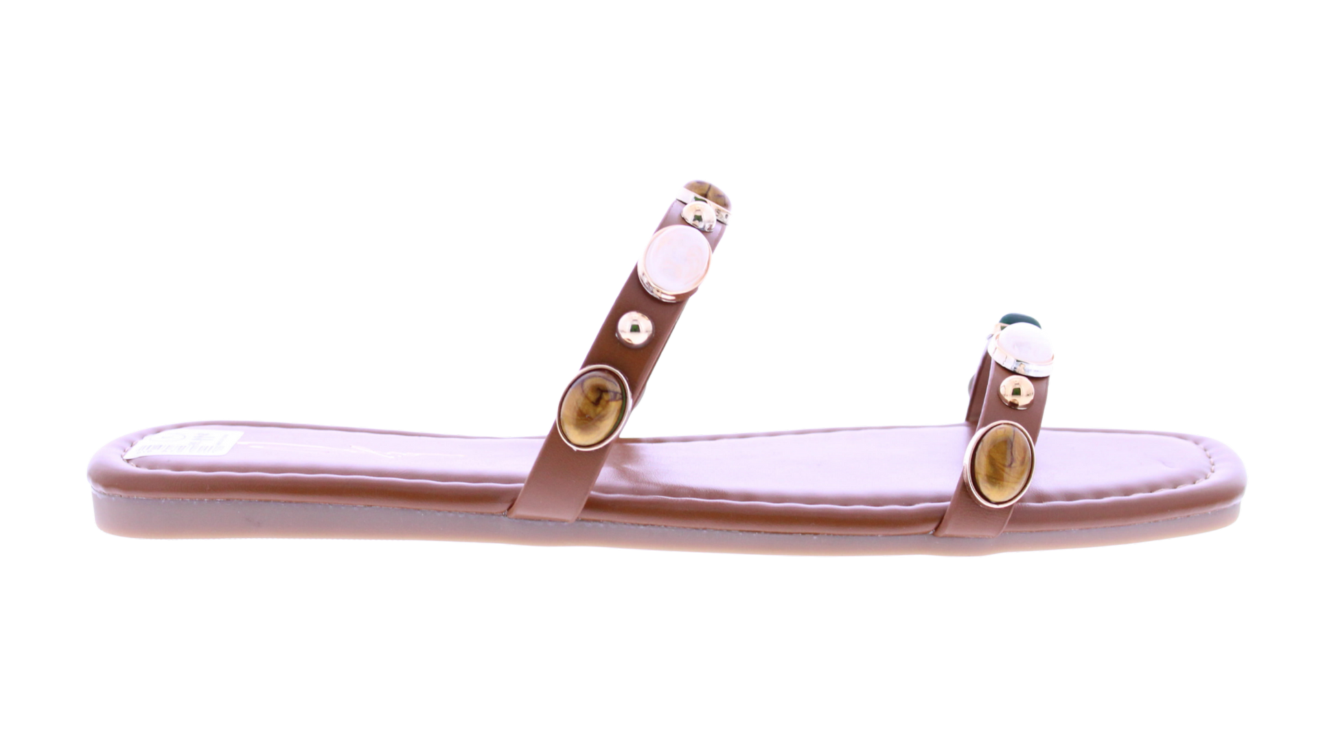 Women's Jeweled Square Toe Flat Slides