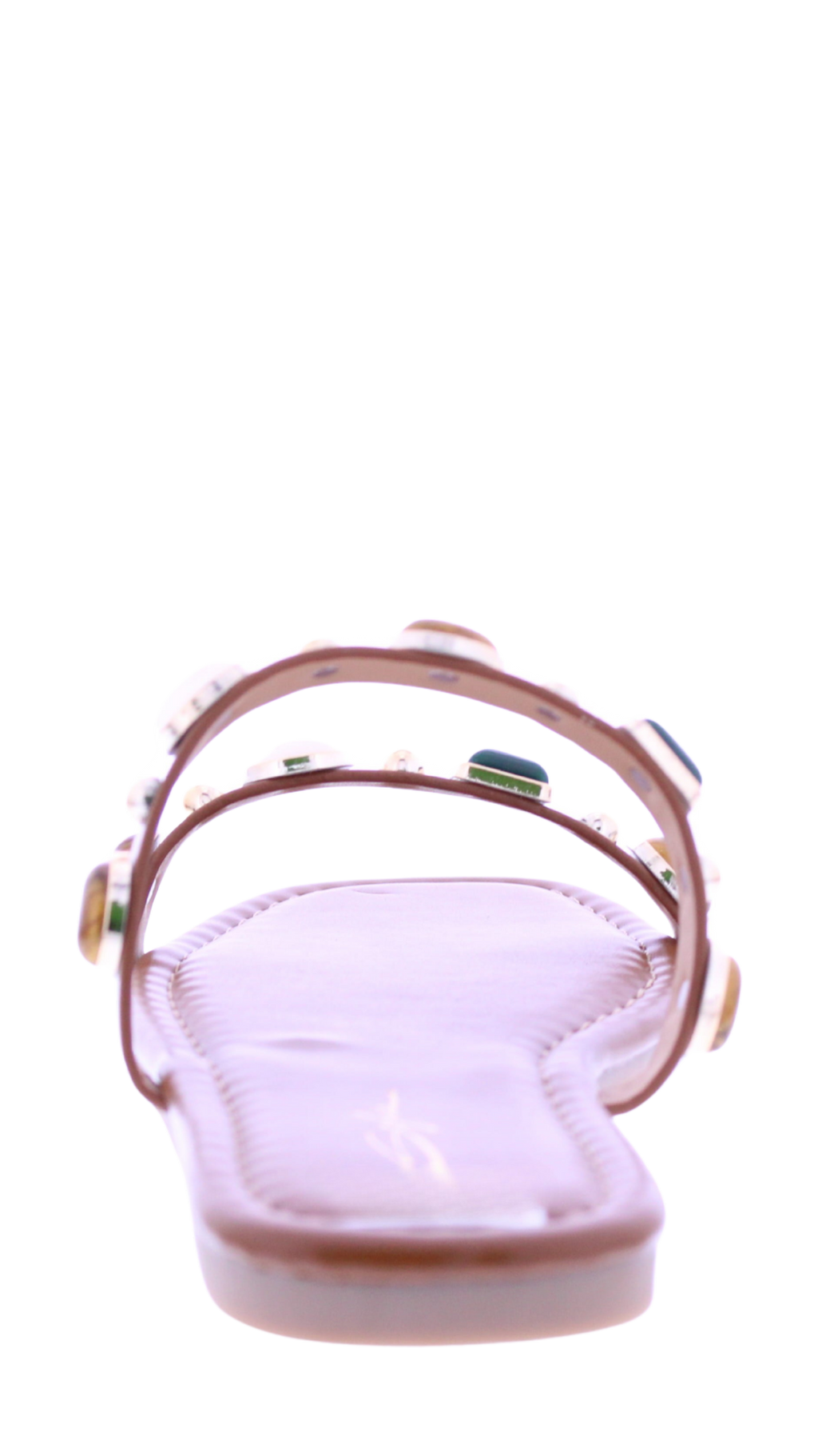 Women's Jeweled Square Toe Flat Slides
