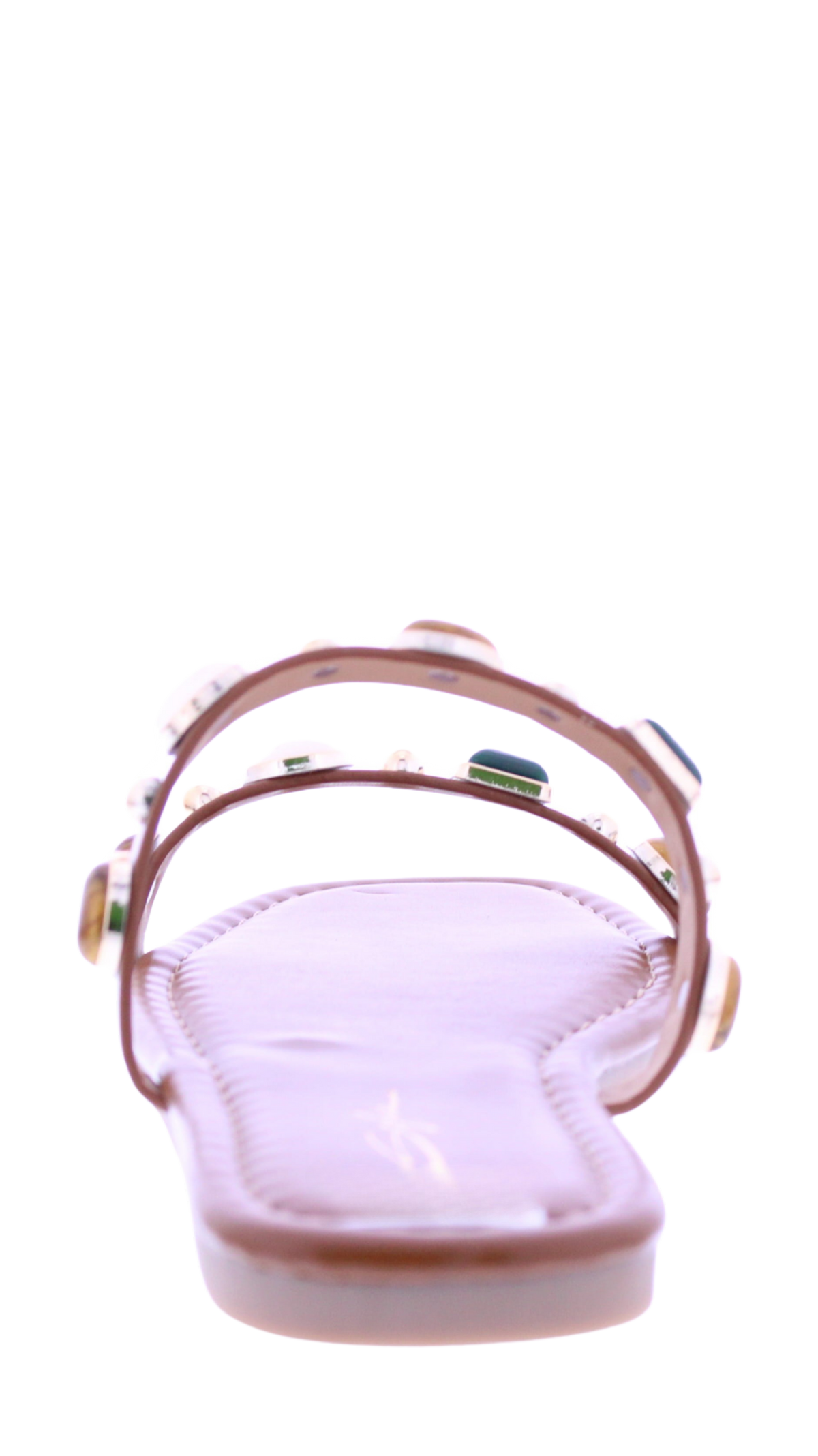 Women's Jeweled Square Toe Flat Slides