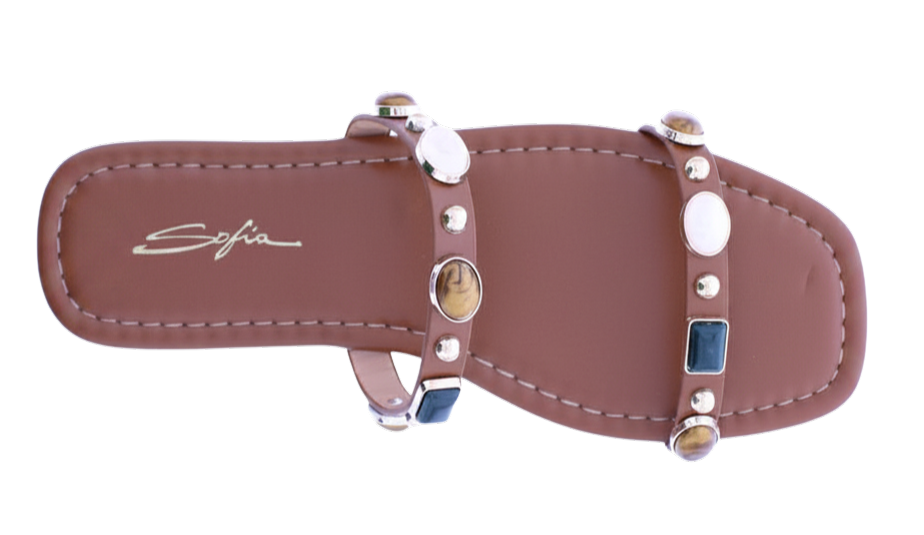 Women's Jeweled Square Toe Flat Slides