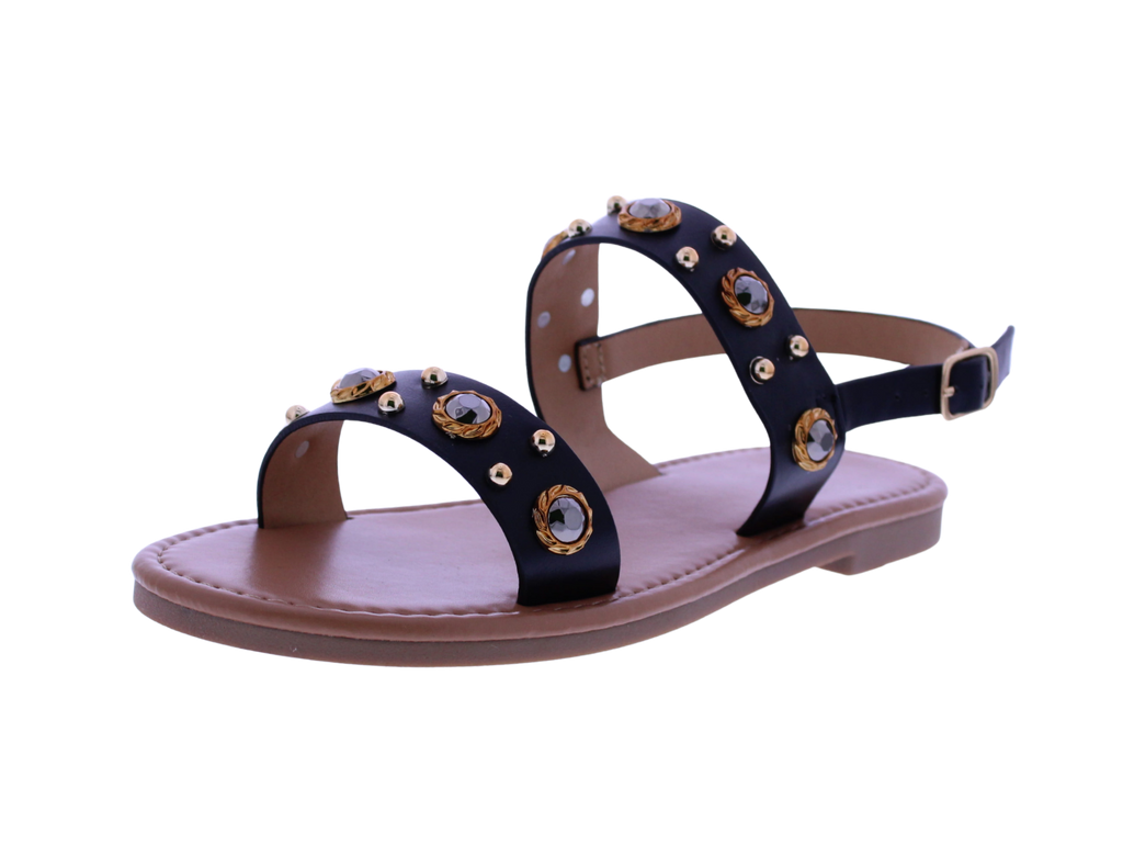 Women's Double Strap Sandal with Stone Accents