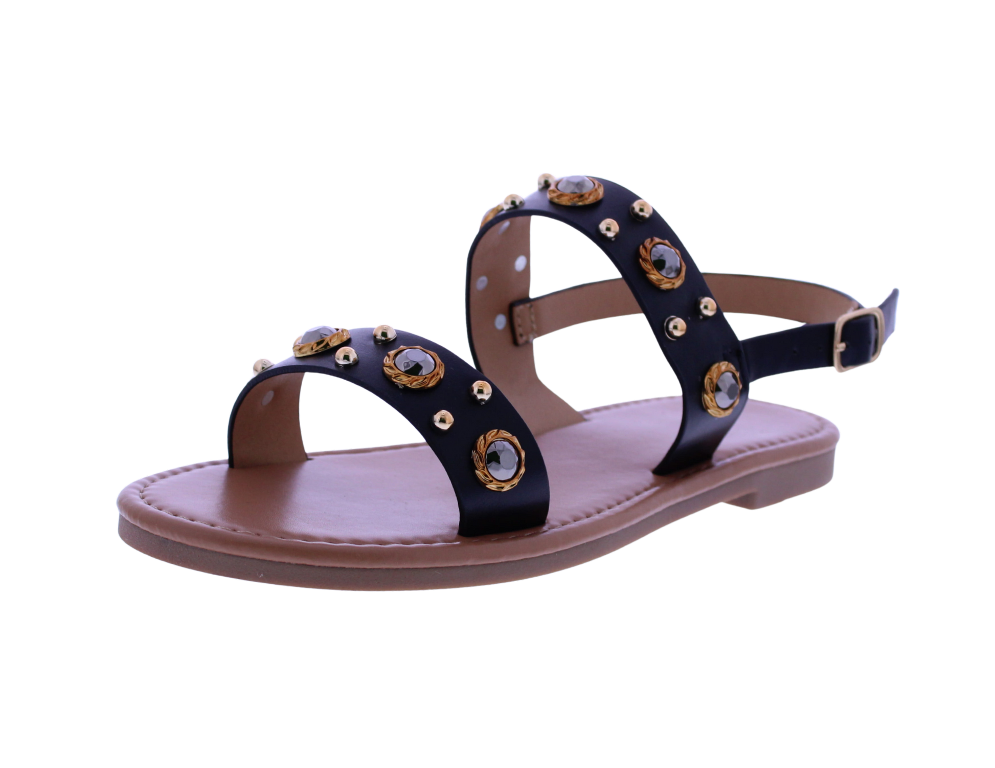 Women's Double Strap Sandal with Stone Accents