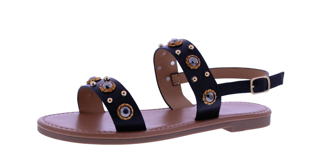 Women's Double Strap Sandal with Stone Accents