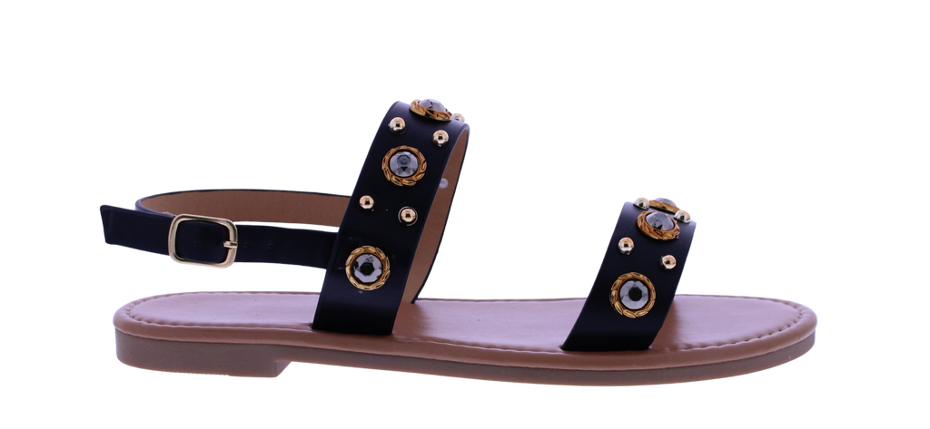 Women's Double Strap Sandal with Stone Accents