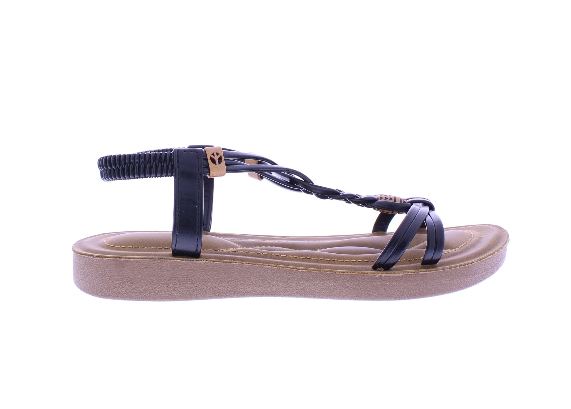 Women Faux Leather Sandal with Elastic Strap