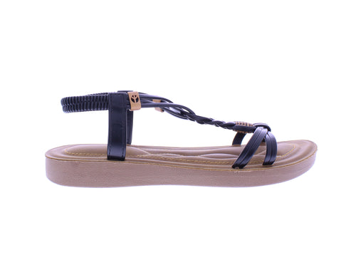 Women Faux Leather Sandal with Elastic Strap