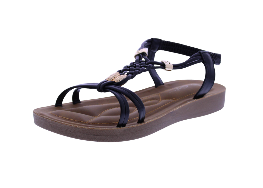 Women Faux Leather Sandal with Elastic Strap