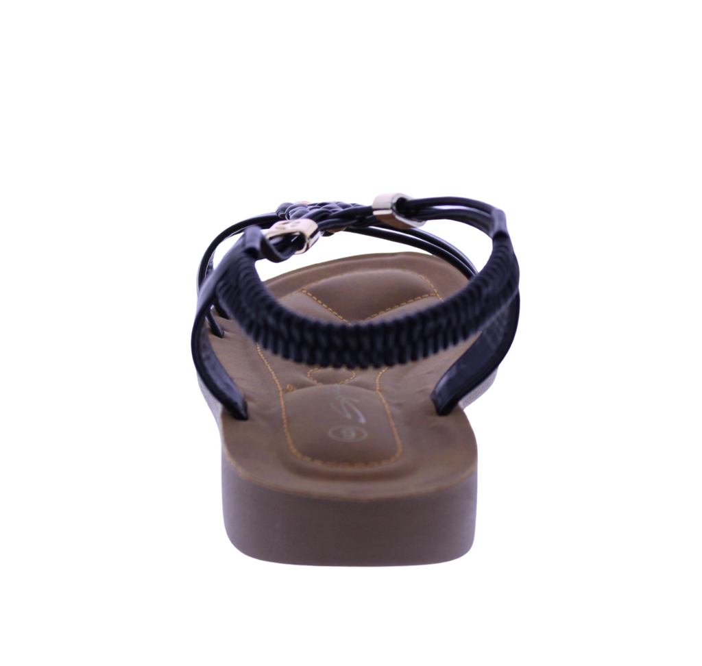 Women Faux Leather Sandal with Elastic Strap